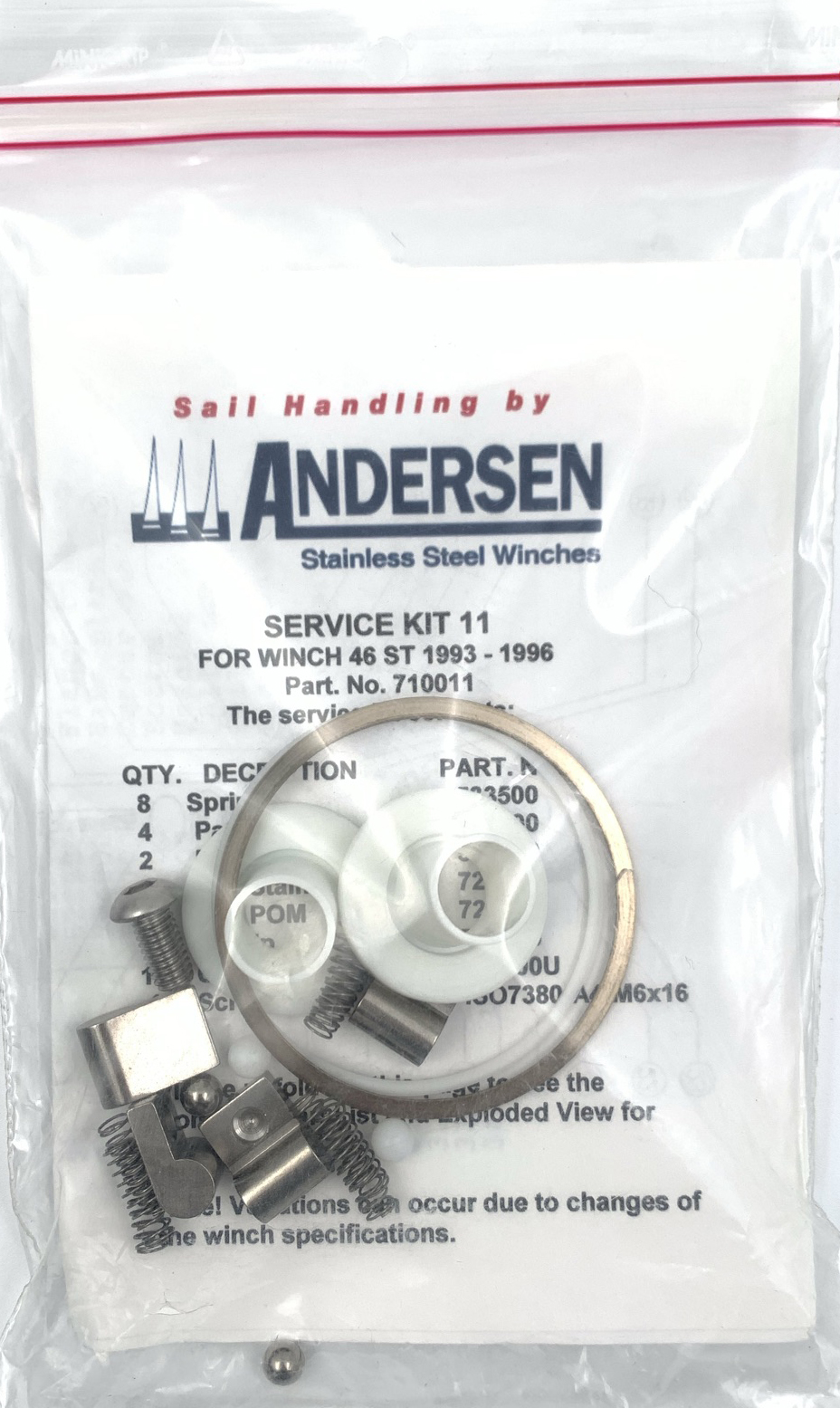 RA710011, Andersen winch service kit lier